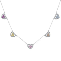 Sparkling Five Heart Necklace