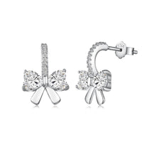 Exquisite Earrings With Heart-Shaped Bow Design